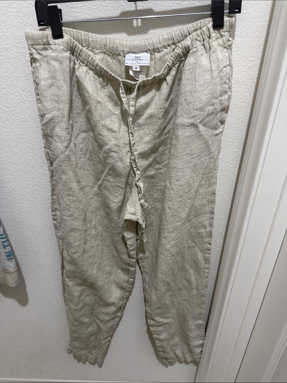 H&M Men’s Drawstring Linen-Blend Pants — Natural Beige